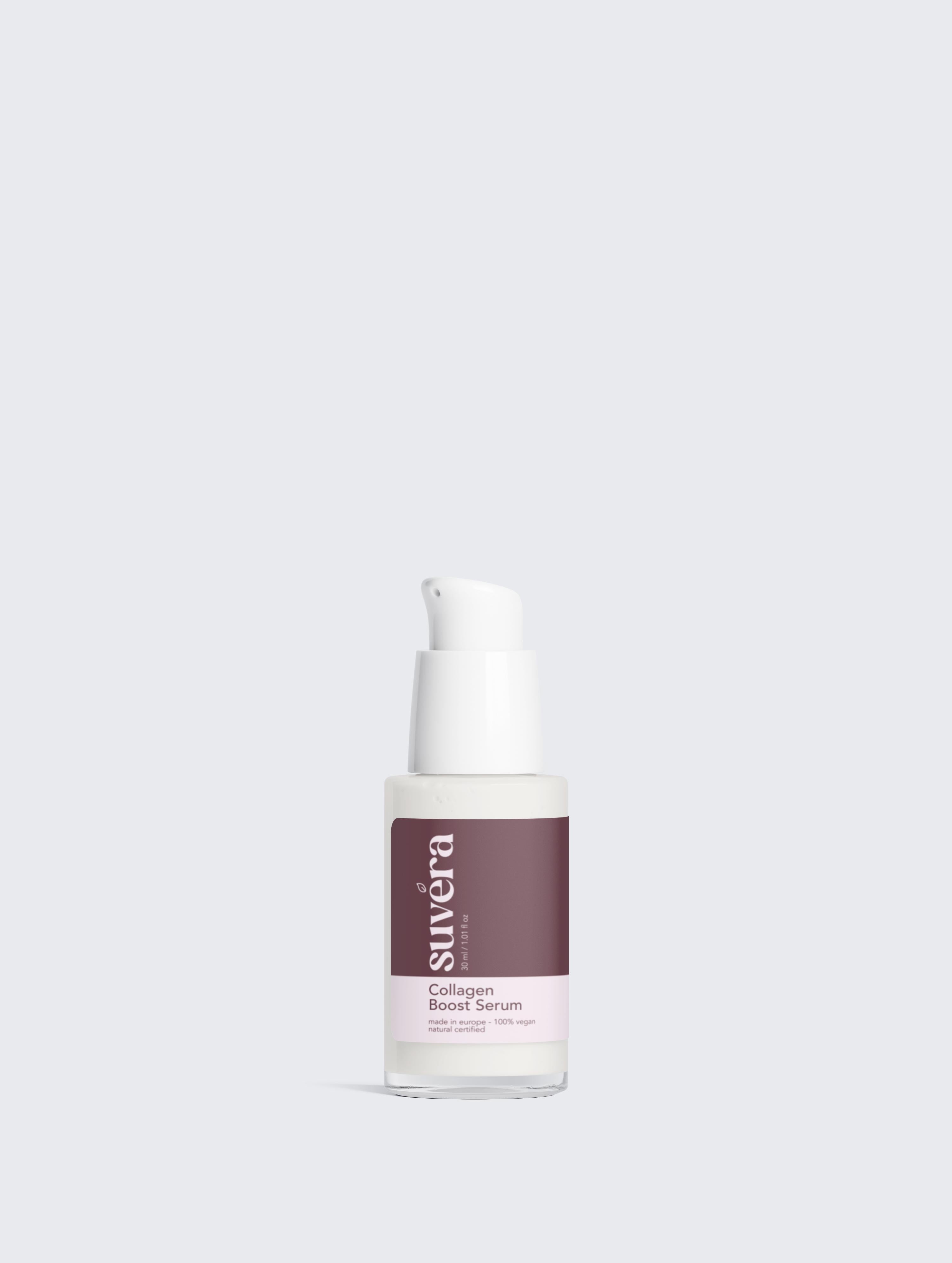 Anti-aging serum in use – applying Suvera Collagen Boost to face