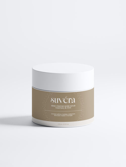 Jar of Suvera deep cleanser scrub on a white background