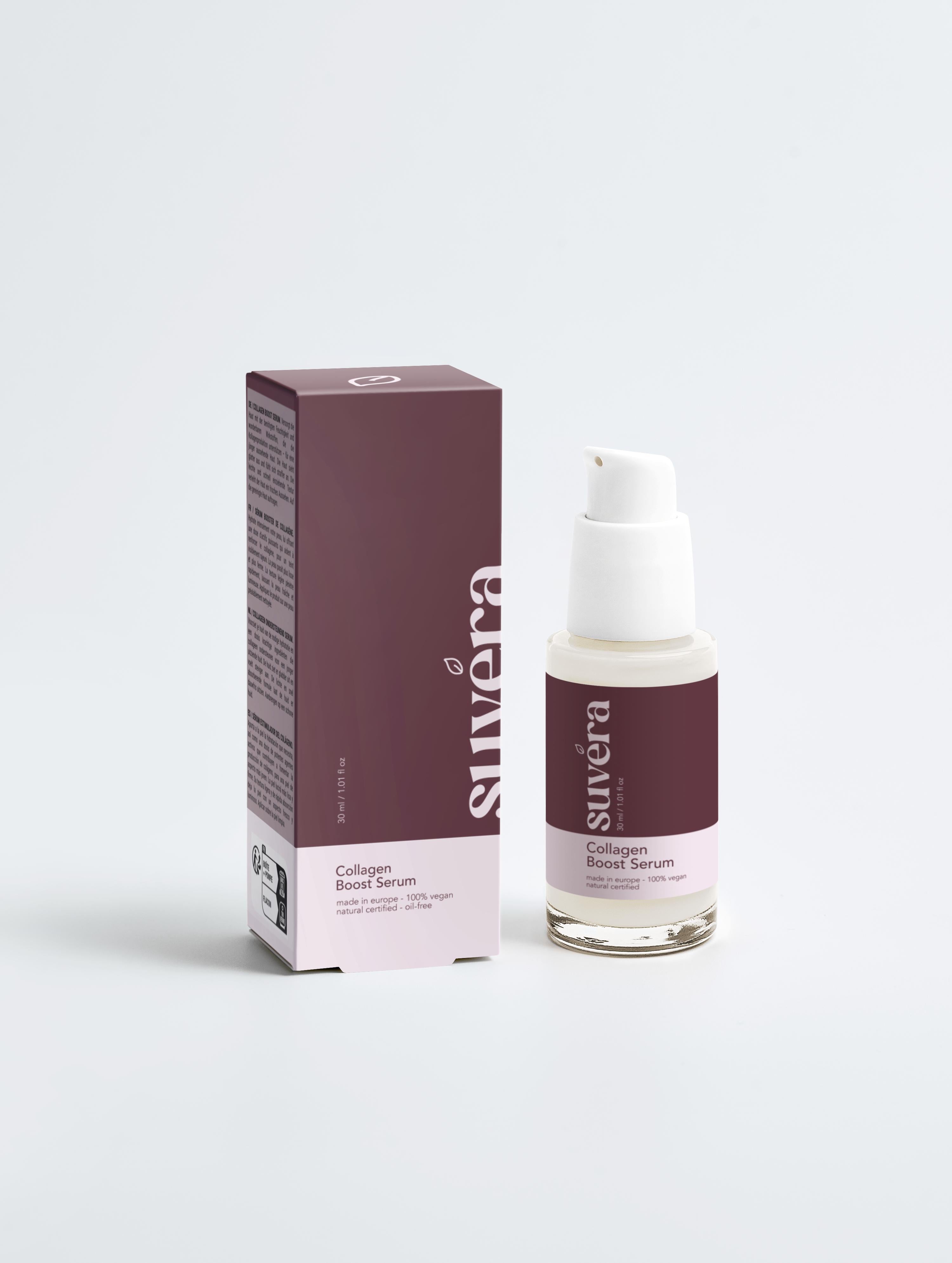 Hydrating collagen serum by Suvera with elegant violet packaging