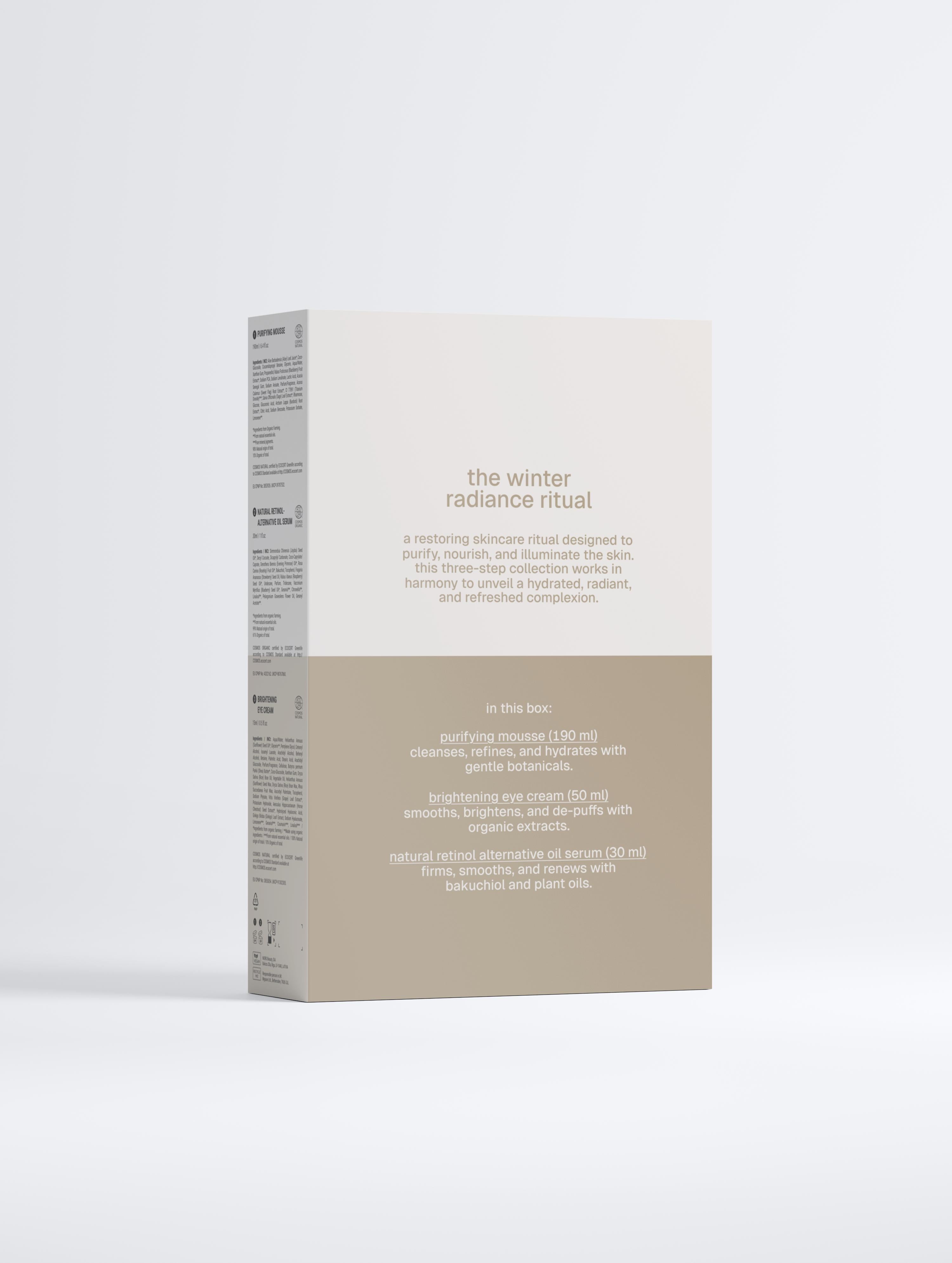 Product packaging for 'the winter radiance ritual' on a white background