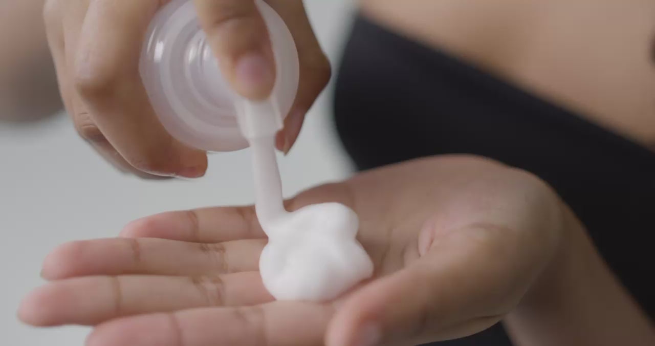 Suvera female model skincare cleansing foam mild formula embraces simplicity and purity